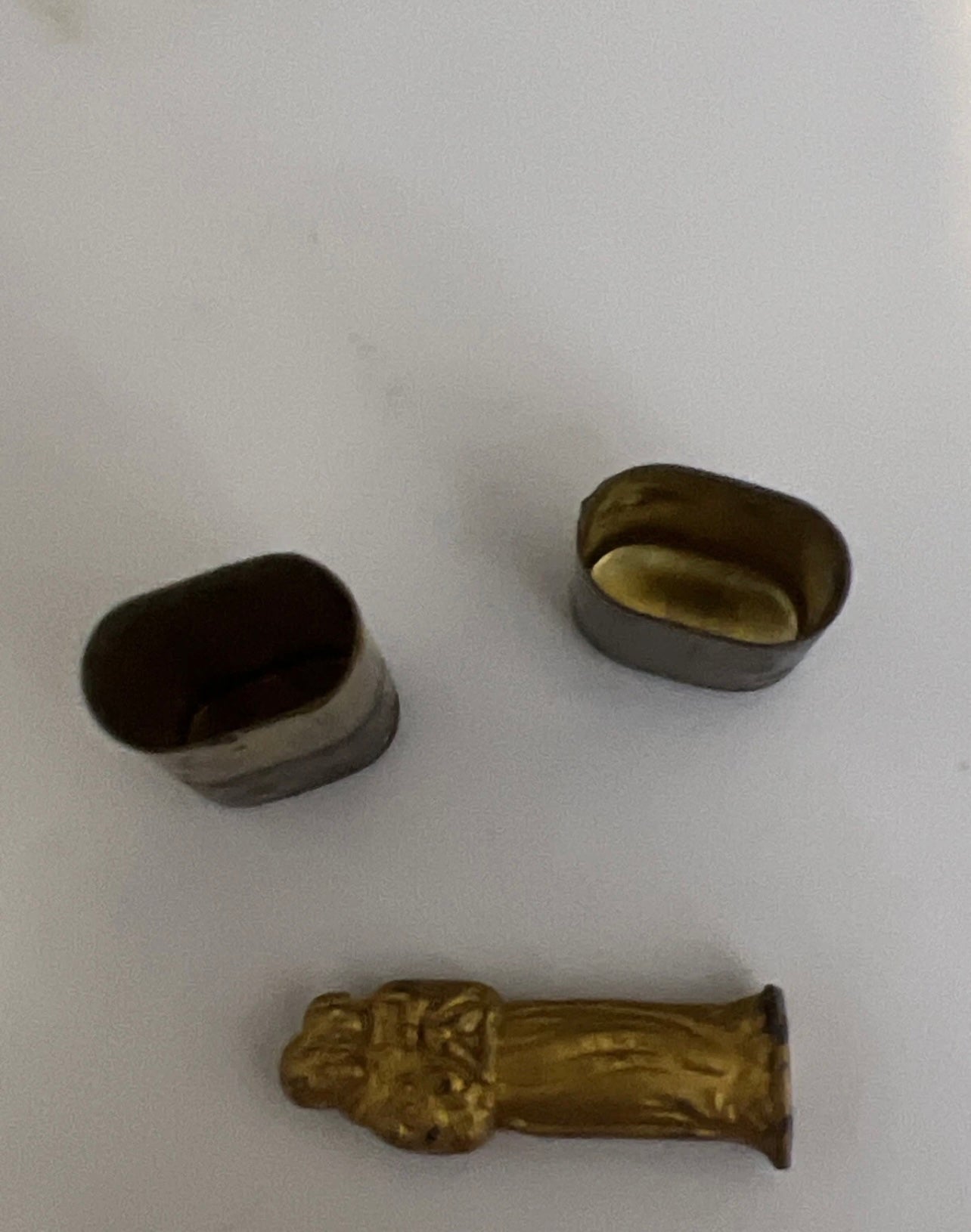 Catholic St Anthony pocket shrine brass 1 in tall vintage