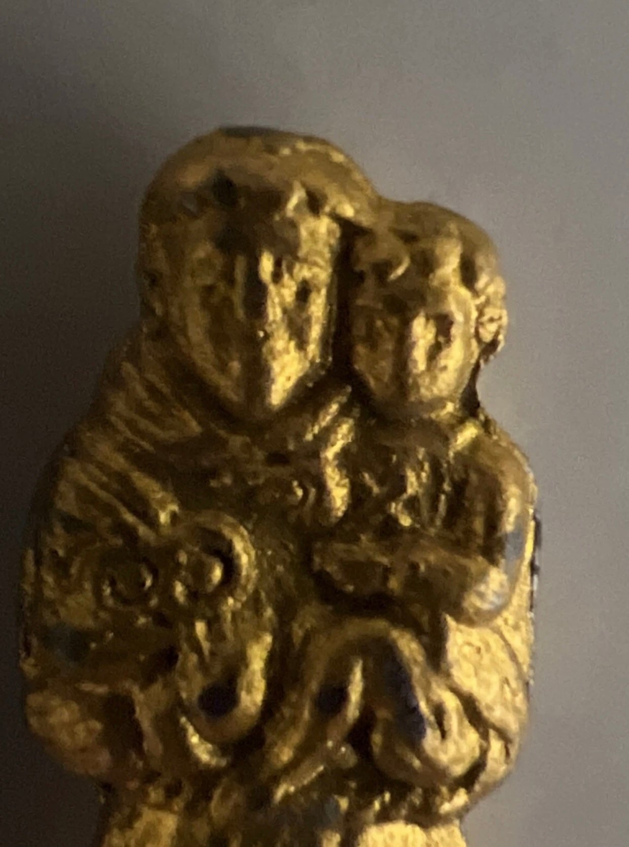 Catholic St Anthony pocket shrine brass 1 in tall vintage